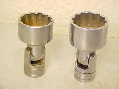 Snap-on universal sockets 7/8" and 15/16" 12 point 3/8"drive swivel wobble