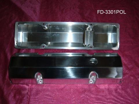 Valve covers chevy sb 3301 polished w/billet rails