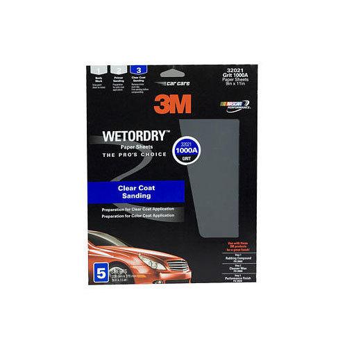 3m 1000 grit wet or dry black abrasive sandpaper 9" x 11" sheet 5 in a box 32021