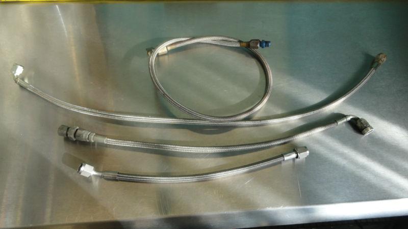 (4) nascar -4 racing brake line stainless steel braided 12" 17" 26" 31" fittings