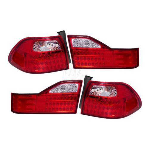 98-00 honda accord sedan chrome pocket led clear red inner & outer taillight set