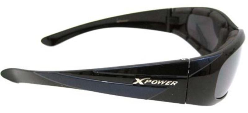 Padded biker sunglasses blue  black frames smoke lens