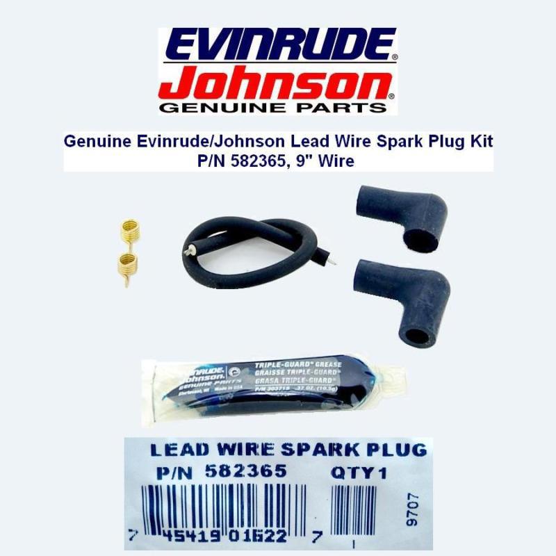 Sell GENUINE EVINRUDE JOHNSON LEAD WIRE SPARK PLUG KIT P/N 582365 in
