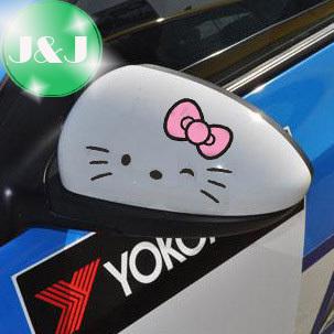 2x hello kitty car rear view mirror decal stickers kr2