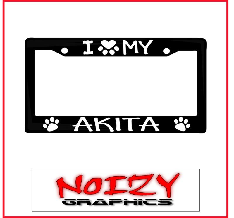 Cute family dog license plate car sticker decal frame i love paw heart my akita