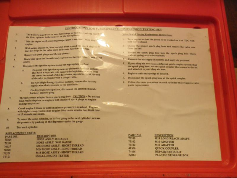 Matco Tools CT 166K Super Deluxe Compression Testing Kit USED, US $135.00, image 2
