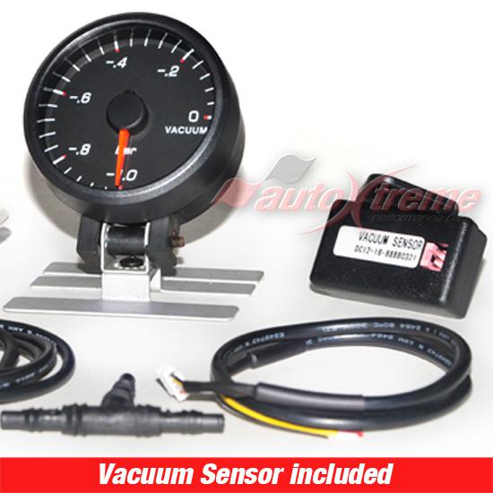 VACUUM RATIO Universal 12V WHITE Light 60mm RED Pointer SLIM Design GAUGE METER, US $12.99, image 3