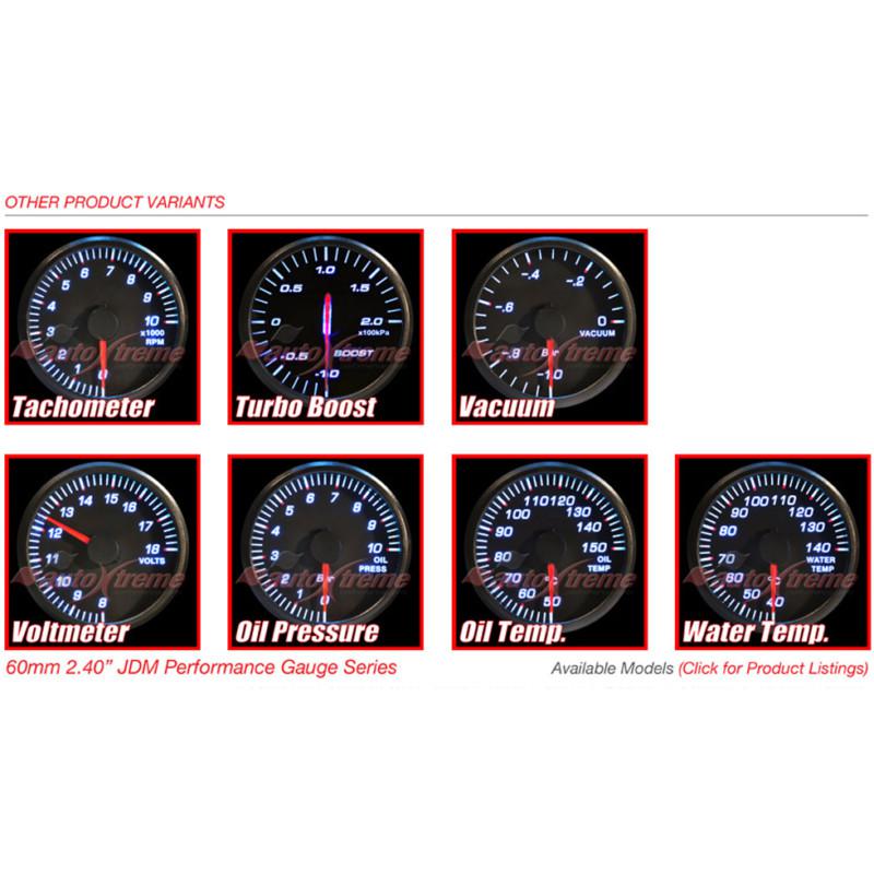 VACUUM RATIO Universal 12V WHITE Light 60mm RED Pointer SLIM Design GAUGE METER, US $12.99, image 5