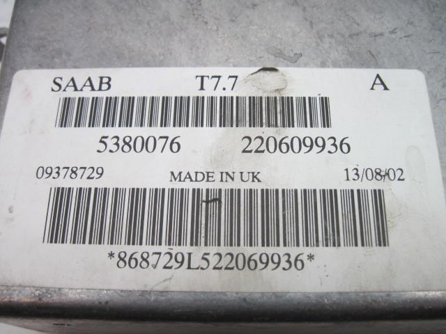 ECU ECM COMPUTER SAAB 9-5 2003 V6 09378729 538295, US $59.99, image 3
