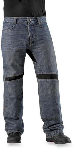 Icon victory medium-wash blue/blk riding pants. 30 x 32