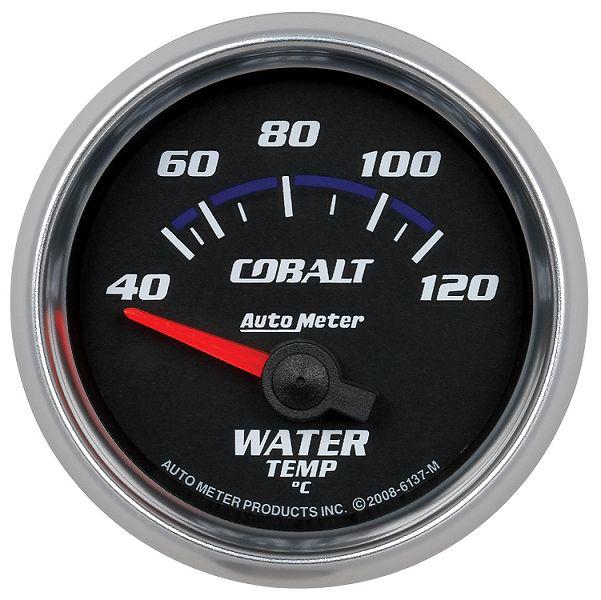 Auto meter 6137-m cobalt 2 1/16" electric metric water temp. gauge 40-120˚c