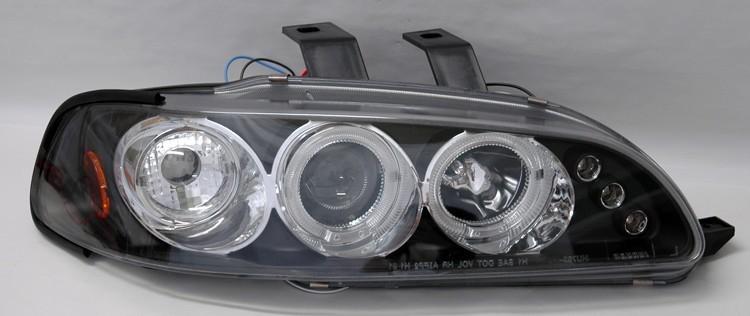 92-95 honda civic 2/3/4dr black projector halo angel eye led headlights