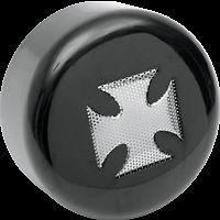 Black & chrome maltese iron cross horn cover for harley-davidson