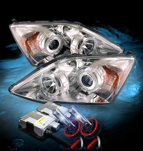 07-08 honda crv jdm chrome ccfl halo projector headlights lamp/8000k hid+led drl