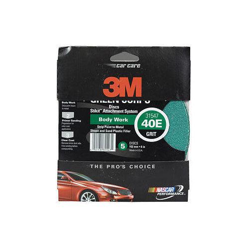 3m 6" 40 grit stikit psa green corps sandpaper sanding disc 5 in a box 31547
