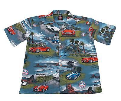 Genuine hotrod hardware camp shirt cotton rayon blue shelby cobra large ea