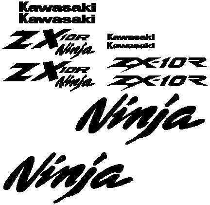 Sticker emblem decal kit for zx10 zx10r zx 10 upper fairing tank tail black 