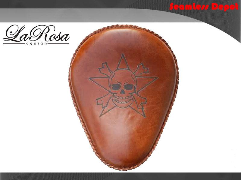 Larosa 13" harley chopper bobber shedron leather skull design solo seat kit