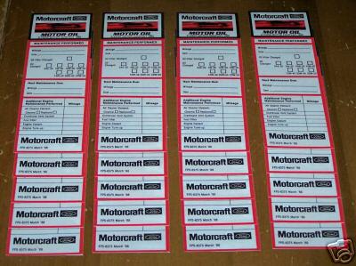 20 "door jam" ford motorcraft oil service stickers nos classic service stickers