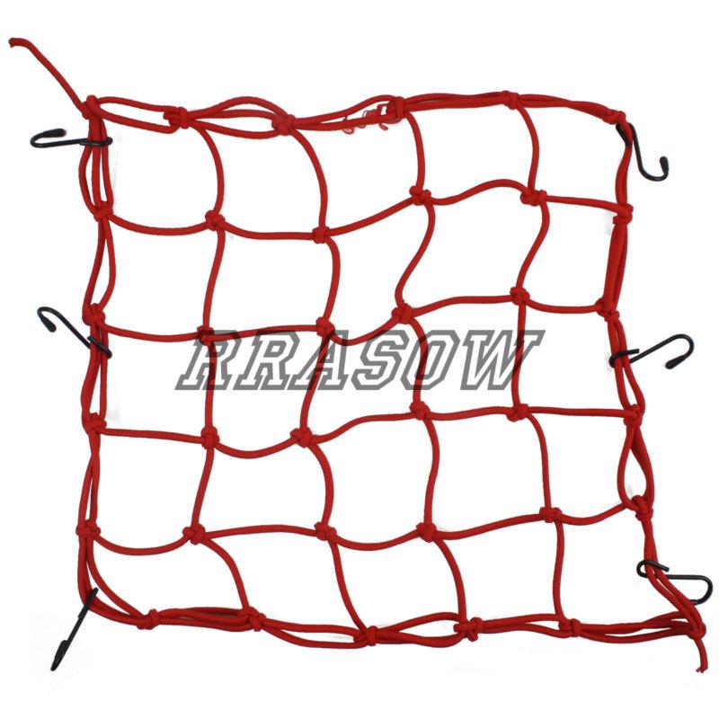 Motorbike motorcycle cargo 6 hooks hold down net bungee brand new red