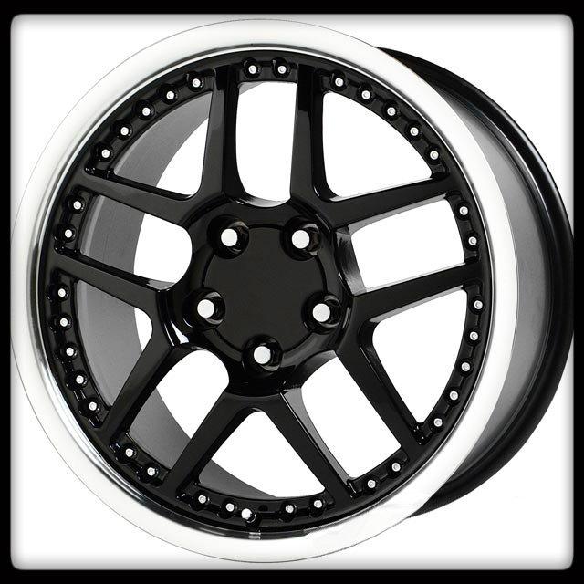 18" x 10.5" wheel replicas v1133 zo6 m/s black machined corvette zr1 wheels rims