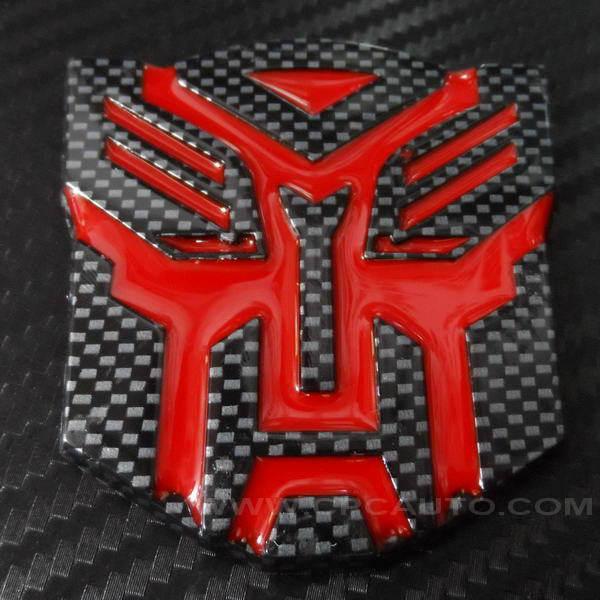 Car truck emblem badge sticker carbon fiber transformers autobot red