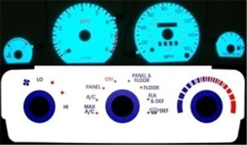 Ford contour svt white face glow gauge &amp; ac hvac panel 1998 1999 2000 mph kmh