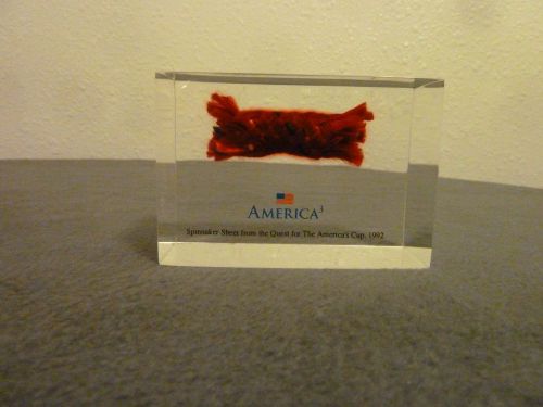 1992 &#034;america 3&#034; spinnaker sheet acrylic desktop piece - quest for america&#039;s cup