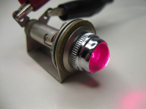 Vintage dash gauge panel light indicator with 5/8” red jewel lens and bulb #2