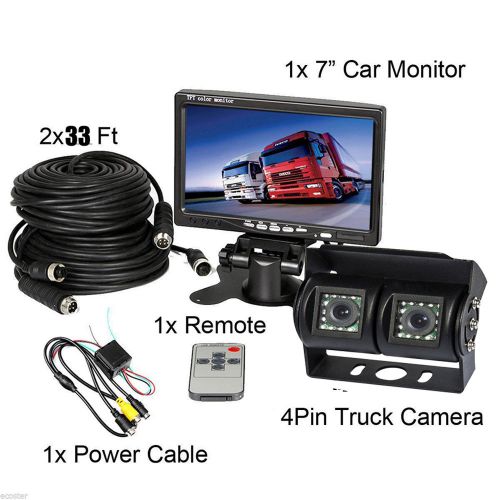 7&#034; tft lcd monitor+4pin dual backup camera safety system for truck trailer rv