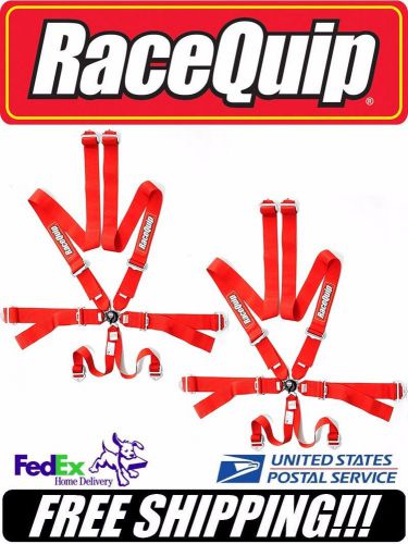 Pair (2) racequip fia sfi 16.1 6pt camlock red racing safety harnesses #751011