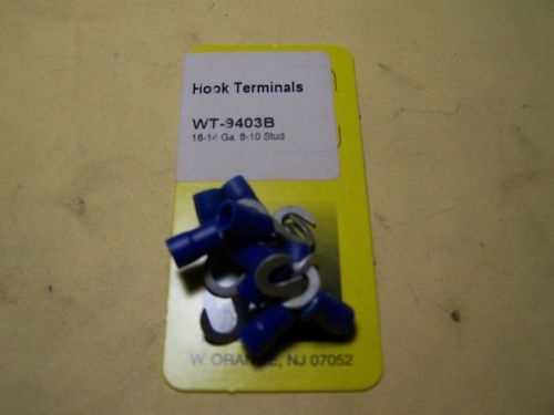 Electrical terminal - hook terminals 16-14 ga, 8-10 stud, blue, 9pcs