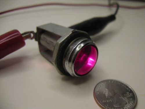 Vintage dash gauge panel light indicator with ¾” red jewel lens &amp; bulb rare !