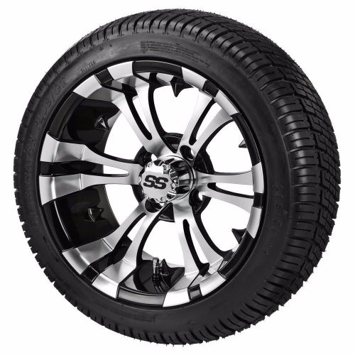 Set of 4 - 205/30-14 tire on a 14x7 black/machined type 12 wheel w/free freight