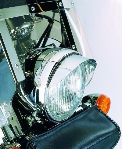 Chrome 7" smooth motorcycle headlight "visor" & (pair) 4-1/2" spotlight "visors"