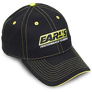 Earl&#039;s 11001 earl&#039;s hat black hat with yellow stitching, brim, button &amp; eyelets