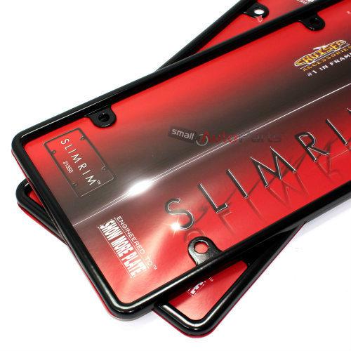 2 plain slim thin black metal license plate tag frames for auto-car-truck