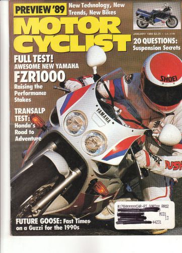 Yamaha fzr1000   honda xl600v transalp  motorcyclist magazine 1989