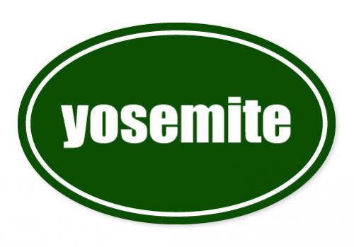 Yosemite national park green oval car window bumper sticker decal 5&#034; x 3&#034;