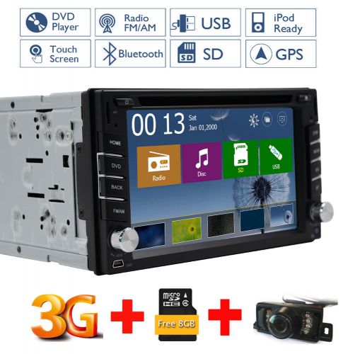 Camera+3g+in dash double 2din hd gps navi car dvd player bt radio stereo ipod bt