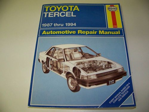 Haynes toyota tercel auto repair manual 1987 thru 1994l models #92085 (2106) b3