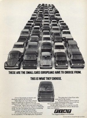 1974 fiat 128 4-door - chosen small car - classic vintage advertisement ad