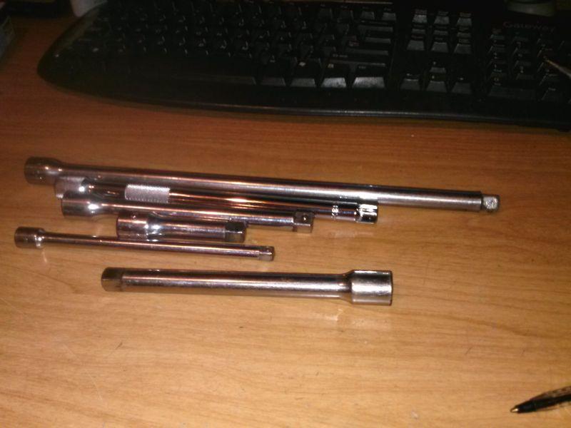 Mac 3/8" drive extensions 12"-8"-6"-3 inch extensions + 1/4" 6" ext. + matco 6"