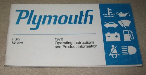 1978 plymouth fury &amp; volare owner&#039;s manual