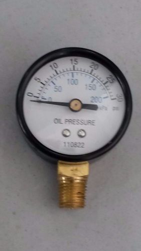 110822 gauge 0-30 psi 2 bar kpa fuel oil pressure dual scale black 2&#034; dry, new!!