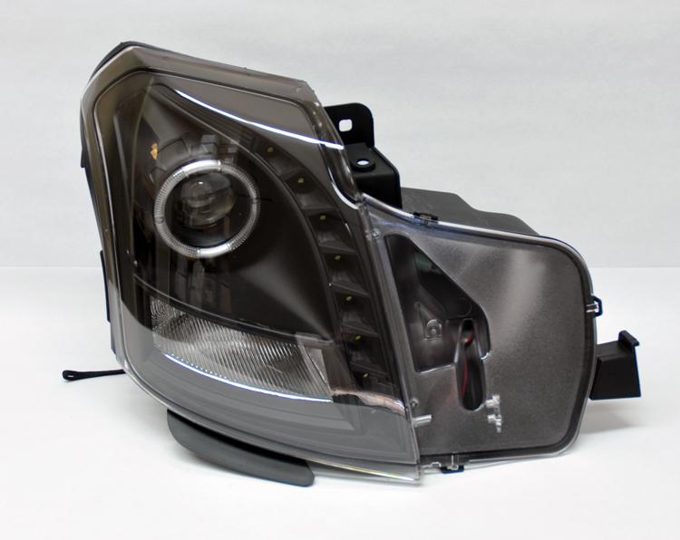 Cadillac cts 03-06 projector halo angel eye led headlights - black