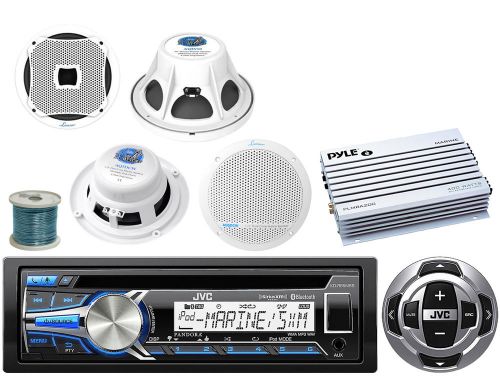 Bluetooth cd boat radio/remote,10&#034;sub,5.25&#034;speakers,speaker wire,400w amplifier