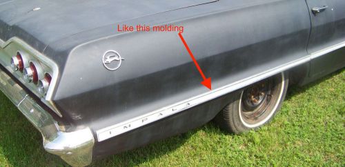 1963 chevrolet impala rear quarter molding rh 4-door models
