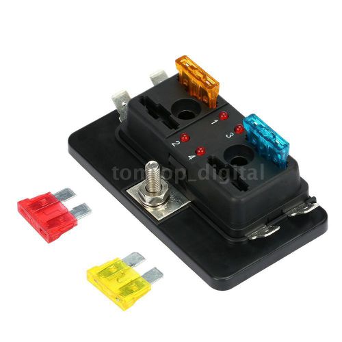 4 way blade fuse box holder led warning light kit for car boat 12v 24v new f8a9