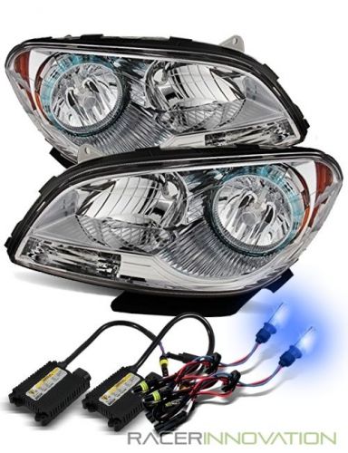 10000k xenon hid/for 08-12 chevy malibu euro chrome/amber crystal headlight lamp
